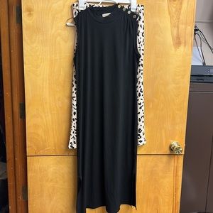 Michael Kors. Sleeve black dress with gold button details on left shoulder